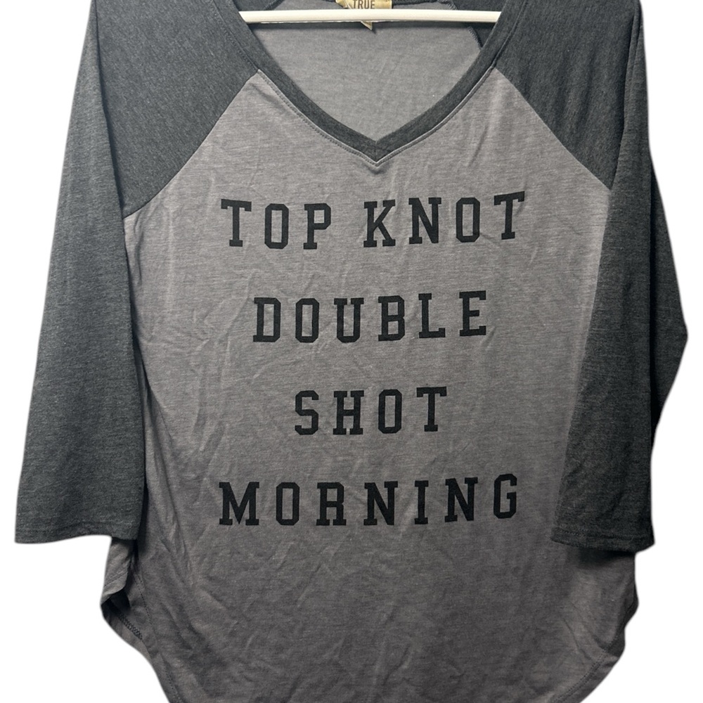 True Craft Gray Raglan 3/4 Sleeve Tee
